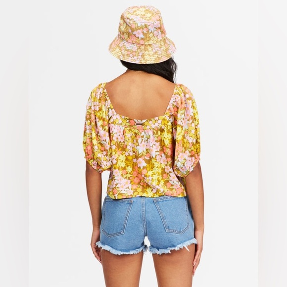 Billabong Womens Beach Daze Puff Sleeve Crop Top - Picture 3 of 12